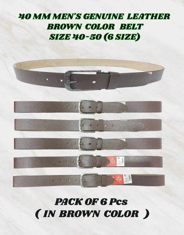 40 Mm Men'S Genuine Leather Brown Color Belt Size-40-50 Mix Size - 40-50 mm, 6