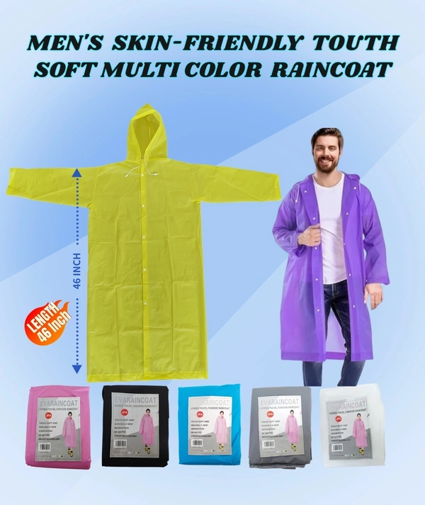 BIJKART Mens Skin Friendly Touth Soft Multi Color Raincoat - XXL