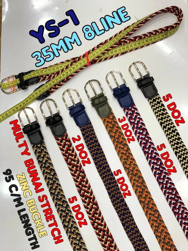 Ladies Stretchable Canvas Pin Hole Buckle Belt Mix Color Pack Only  Size-Length-85Cm  Width-35Mm - 85 CM, 12