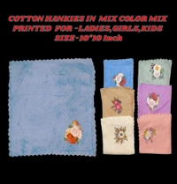 Cotton Hankies Multi Printed By Use ,Kids Girls Ladies - 12