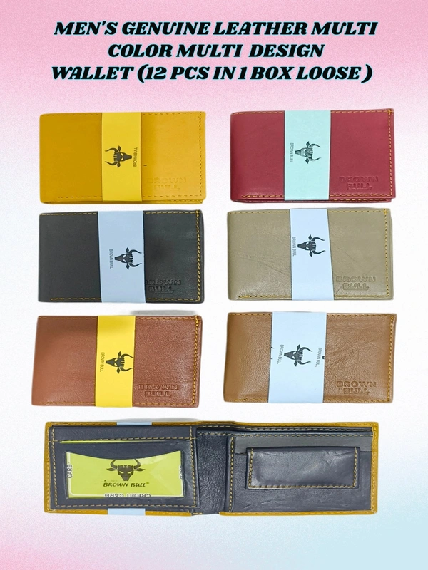 Mens  Genuine Leather Multi Color Multi Design Wallet 12 Pcs In 1 Boxe Loose - Free, 6