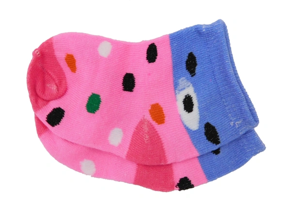 Kids Cotton Socks With Printed Design - Free, 12