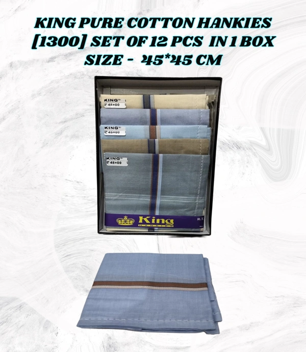 King Pure White Cotton Hankies Set Of 12 Pcs In Box - 12