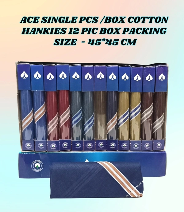 Ace Single Pcs Cotton Hankies Multi Color Pack Of 12 - 12