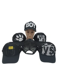 Mens Net Black Color Multi Printed Caps - Free, 6