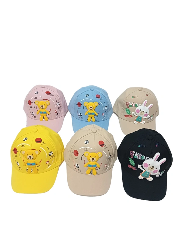 Kids New Cartoon Print  Cotton Multi Color Multi Design Caps - 10-15 Years, 6