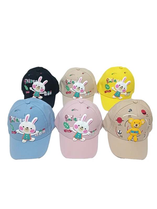 Kids New Cartoon Print  Cotton Multi Color Multi Design Caps - 10-15 Years, 6