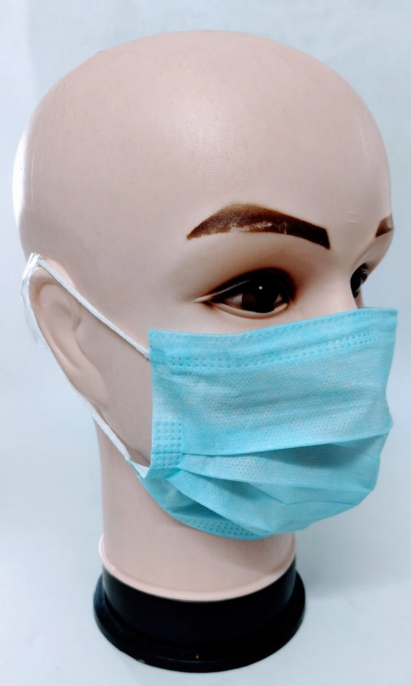 BIJKART NON WOOVEN 3 LAYER MASK WITH NOSE PIN AND PASTING DORI BLUE MASK  - FREE SIZE, 100