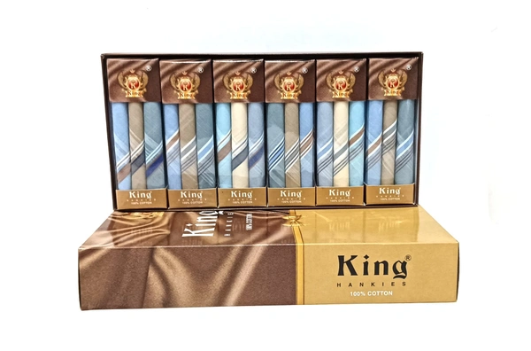 King Cotton Hankies Set Of 6 Boxes, In Each Box 3 Pcs Packing - 18
