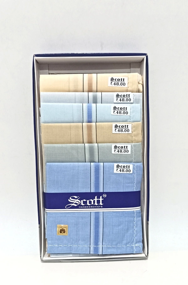 Scott Pure  Cotton Multi Color Hankies Set Of 12 - 12
