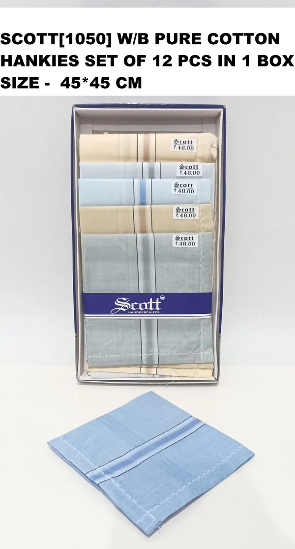 Scott Pure  Cotton Multi Color Hankies Set Of 12 - 12