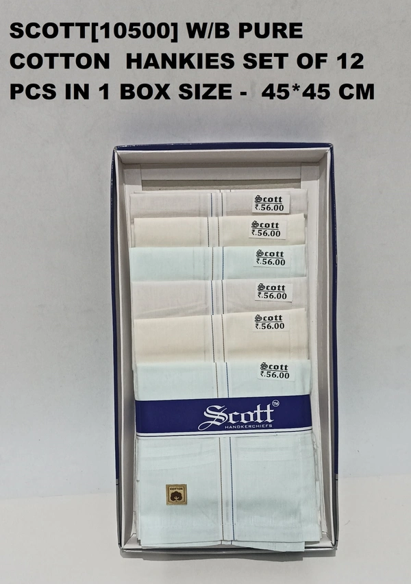 Scott Pure  Cotton Multi Color Hankies Set Of 12 - 12