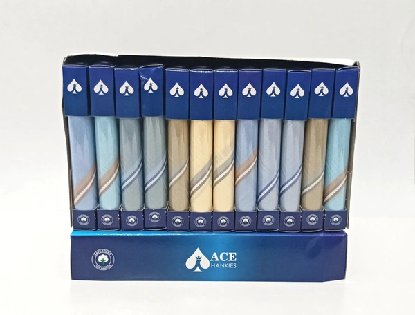 Ace Single Pcs Cotton Multi Color 12 Pcs In Box  Hankies - 12