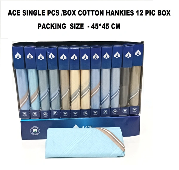 Ace Single Pcs Cotton Multi Color 12 Pcs In Box  Hankies - 12