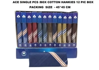 Ace Single Pcs Cotton Hankies Multi Color Pack Of 12 - 12
