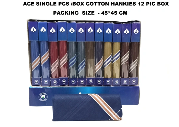 Ace Single Pcs Cotton Hankies Multi Color Pack Of 12 - 12