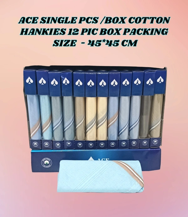 Ace Single Pcs Cotton Multi Color 12 Pcs In Box  Hankies - 12