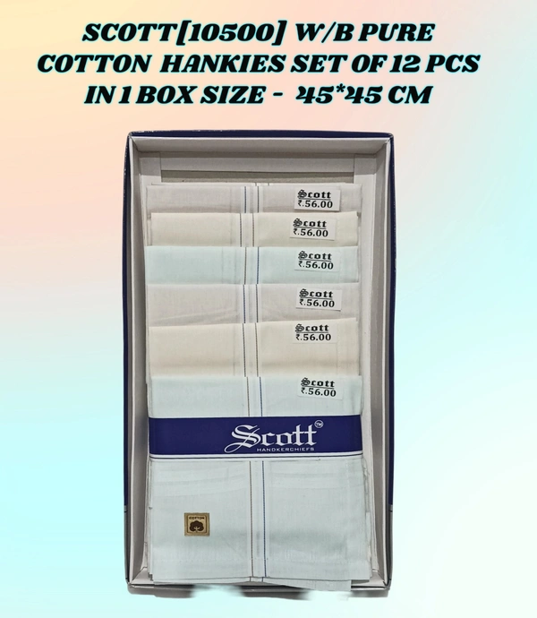 Scott Pure  Cotton Multi Color Hankies Set Of 12 - 12