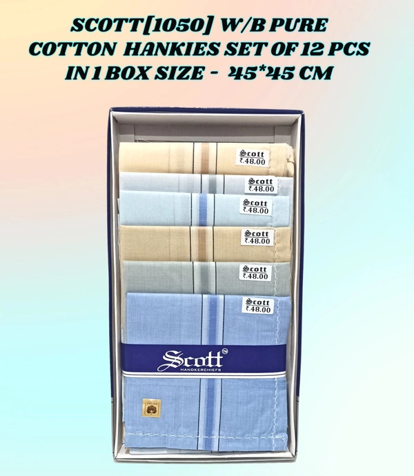 Scott Pure  Cotton Multi Color Hankies Set Of 12 - 12