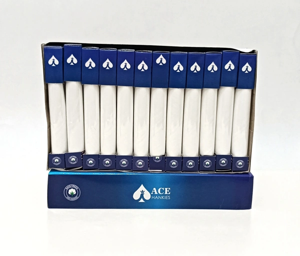 Ace Single Pcs Box Cotton Hankies 12 Pcs In Box Packing - 12