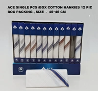 Ace Single Pcs Box Cotton Hankies 12 Pcs In Box Packing - 12