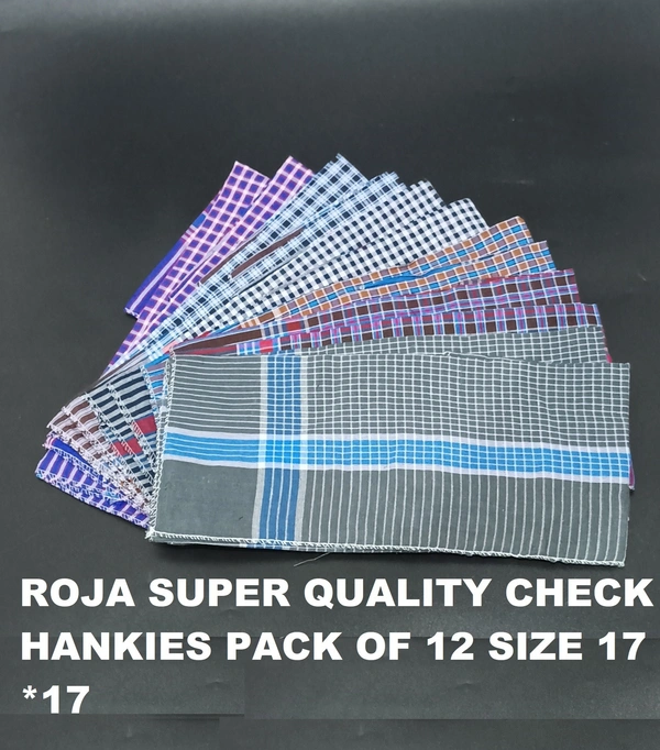 Cotton Check Super Quality Hankies Set Of 12 - 12