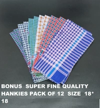 Multi Color Bonus Super Fine Quality Hankies Pack Of 12 - 12