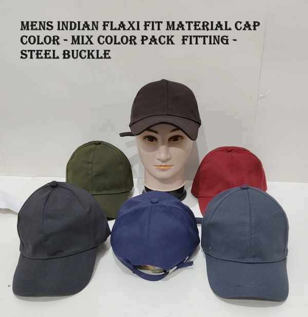 Mens Indian Flaxi Fit Material Cap  Color - Mix Color Pack  Fitting - Steel Buckle - Free, 6