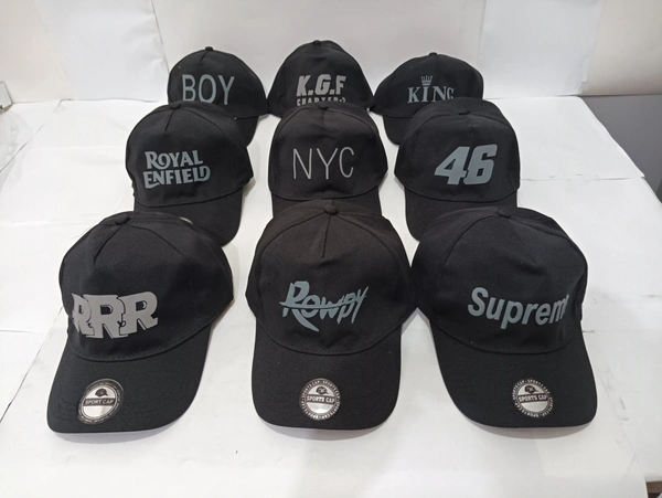 Mens Indian Flaxi Fit Rubber Printed Logo Caps Color - Black Color Pack Fitting - Buckle - Free, 6