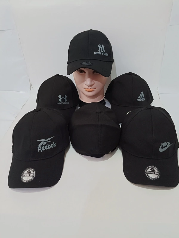 Mens Indian Flaxi Fit Rubber Printed Logo Caps Color - Black Color Pack Fitting - Buckle - Free, 6