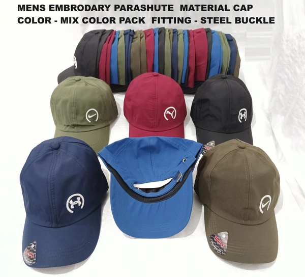 Mens Embrodary Parashute  Material Cap  Color - Mix Color Pack  Fitting - Steel Buckle - Free, 6