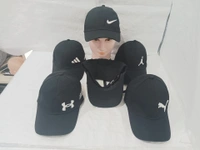Mens Embroidered Black Color Flaxifit Caps - Free, 6