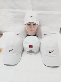 Mens Cotton Embrodary Logo Cap Color - White Color Cap Fitting  Velcro - Free, 6