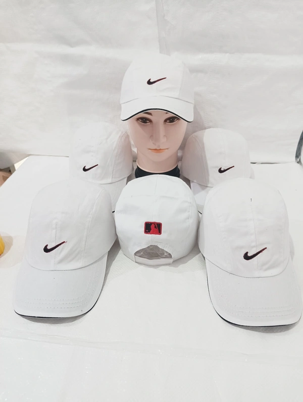 Mens Cotton Embrodary Logo Cap Color - White Color Cap Fitting  Velcro - Free, 6