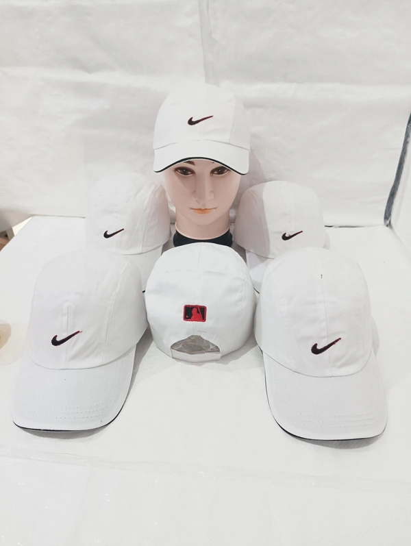 Mens Cotton Embrodary Logo Cap Color - White Color Cap Fitting  Velcro - Free, 6