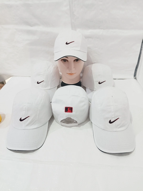 Mens Cotton Embrodary Logo Cap Color - White Color Cap Fitting  Velcro - Free, 6