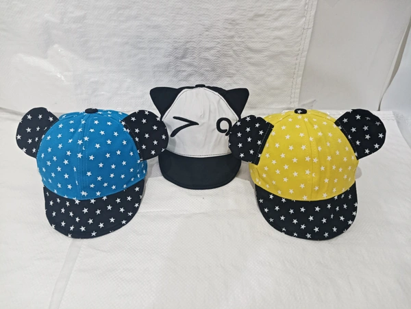 Kids Girls Cotton Caps Colour - Mix Printed Fitting - Velcro - Small, 6