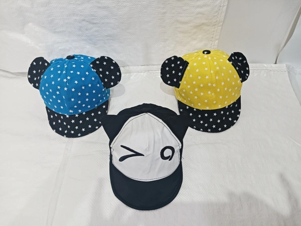 Kids Girls Cotton Caps Colour - Mix Printed Fitting - Velcro - Small, 6
