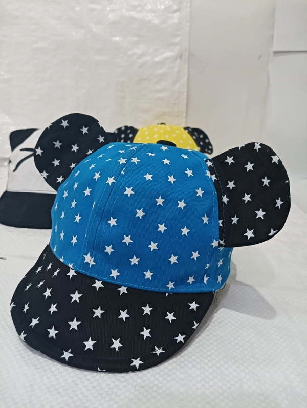 Kids Girls Cotton Caps Colour - Mix Printed Fitting - Velcro - Small, 6