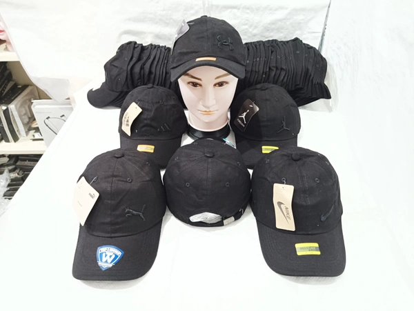 Mens Embrodary Pure Cotton  Material Cap  Color - Black Color Pack  Fitting - Steel Buckle - Free, 6