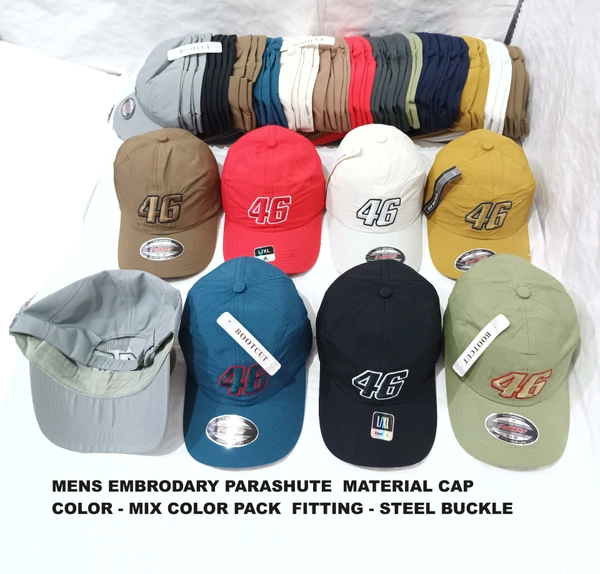 Mens Embrodary Parashute  Material Cap  Color - Mix Color Pack  Fitting - Steel Buckle - Free, 6