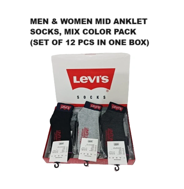 Mens & Women Mid Anklet Socks, Mix Color Pack (Set Of 12 Pcs In One Box) - Free, 12