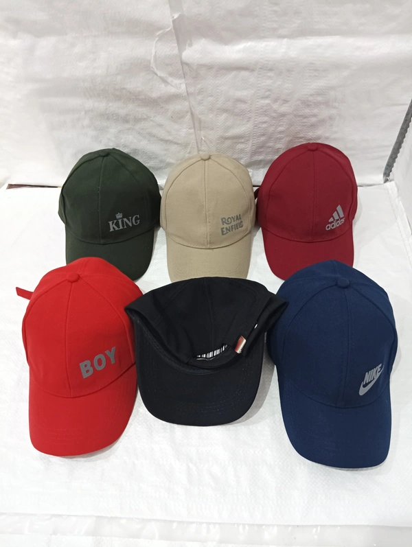 Mens  Indian Flaxi Fit Rubber Print Cap  Color - Mix Color Pack  Fitting - Steel Buckle - Free, 6