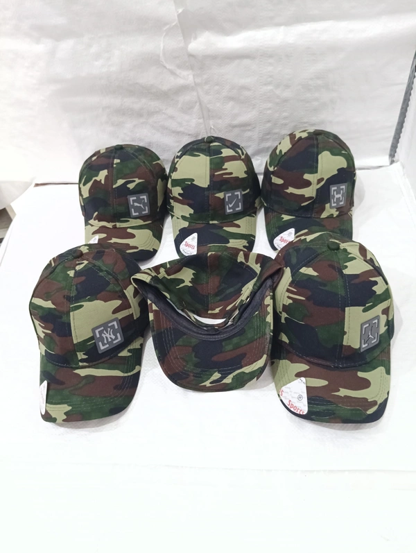 Mens  Camoflauge Flaxifit Rubber Print  Logo Cap Fitting  - Steel Buckle - Free, 6