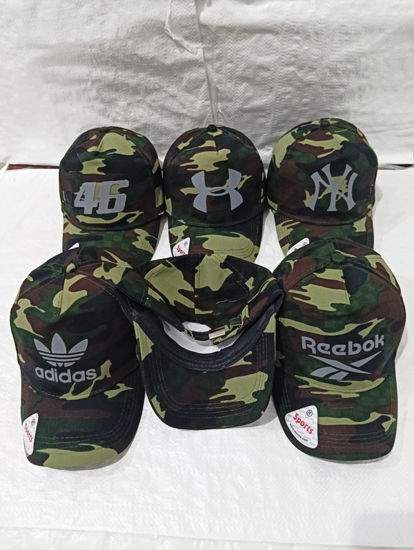 Mens  Camoflauge Flaxifit Rubber Print  Logo  Cap Fitting  - Steel Buckle - Free, 6