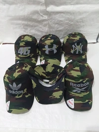 Mens  Camoflauge Flaxifit Rubber Print  Logo  Cap Fitting  - Steel Buckle - Free, 6