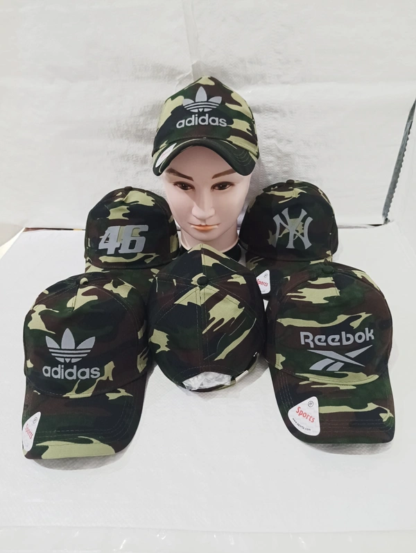 Mens  Camoflauge Flaxifit Rubber Print  Logo  Cap Fitting  - Steel Buckle - Free, 6
