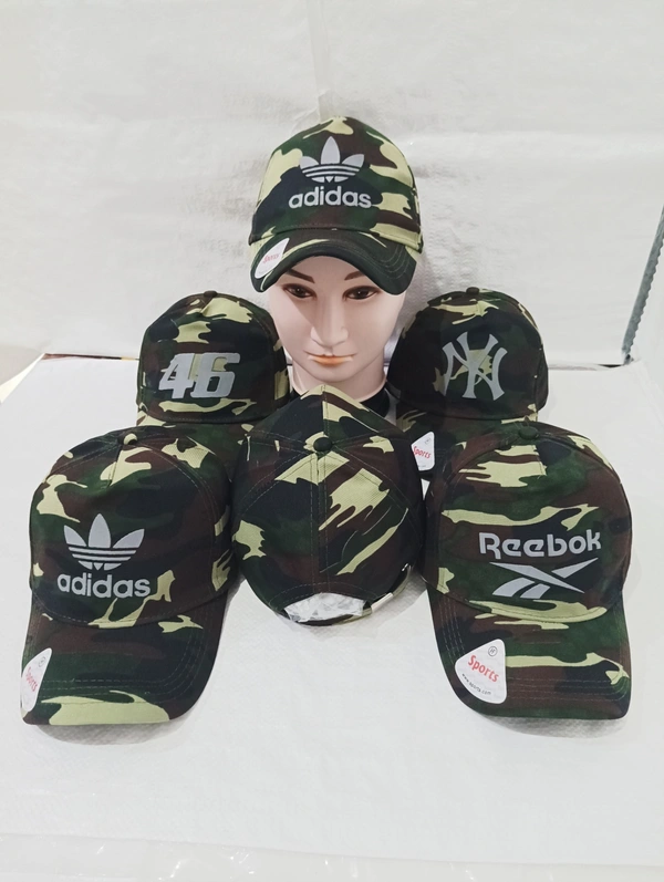 Mens  Camoflauge Flaxifit Rubber Print  Logo  Cap Fitting  - Steel Buckle - Free, 6
