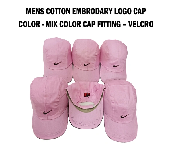 Mens Cotton Embrodary Logo Cap Color - Pink  Color Cap Fitting Velcro - Free, 6