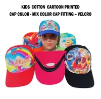 Kids Cotton Cartoon Printed Caps Color- Mix Color Cap Fitting - Velcro - Free, 6